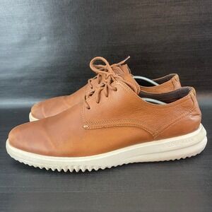 Cole Haan Grand + Plain Toe Mens 10.5 Brown Leather Oxfords C36935 Dress Shoes